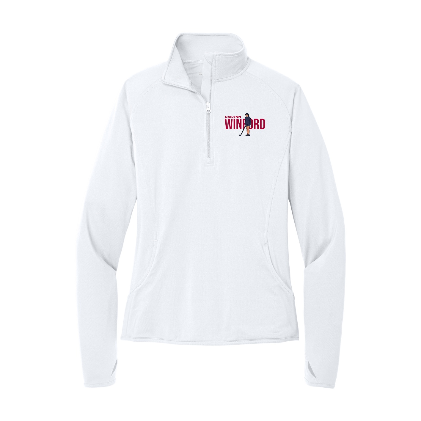 Women's Q-Zip Pullover — Player Name in White