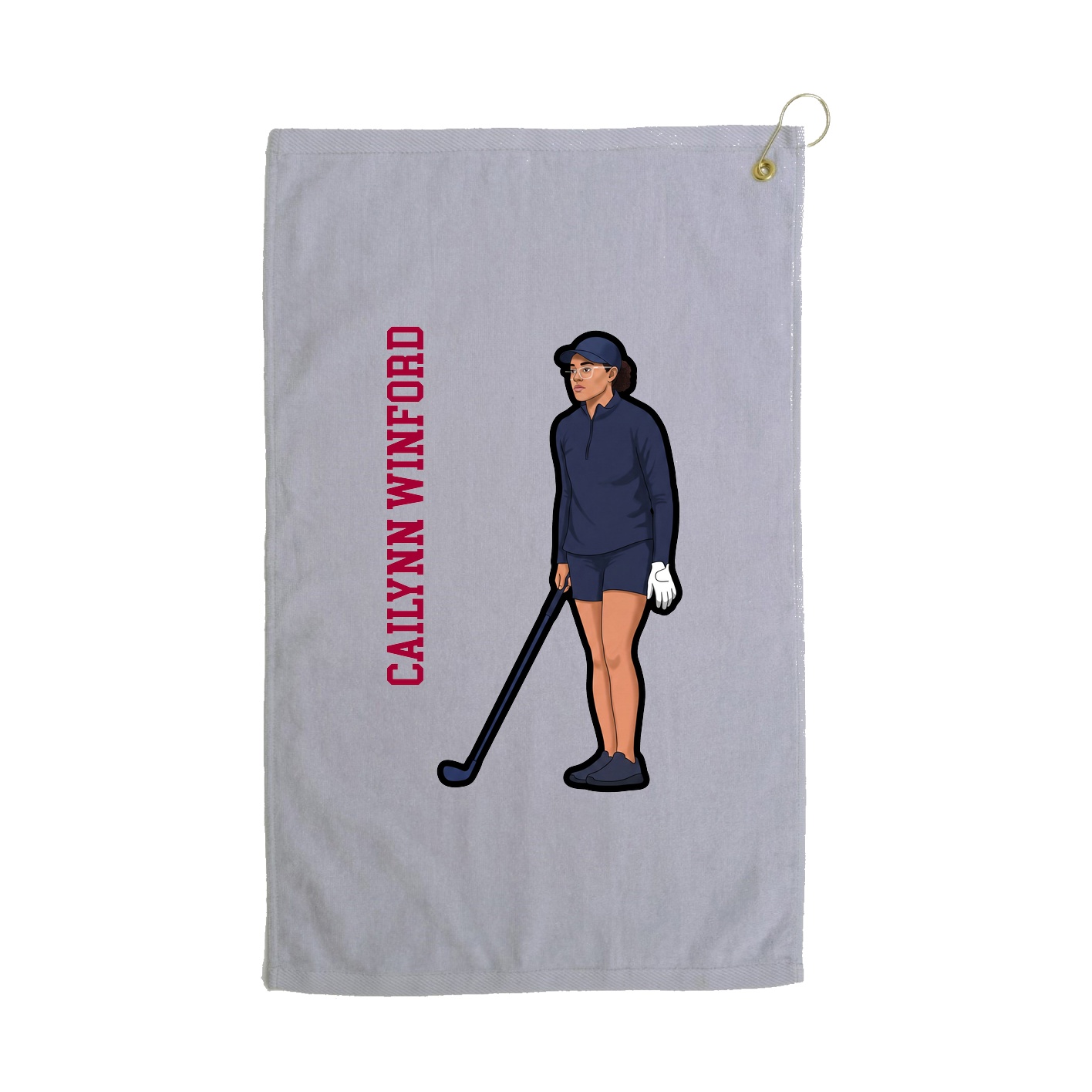 Golf Towel — Name Vertical in Grey