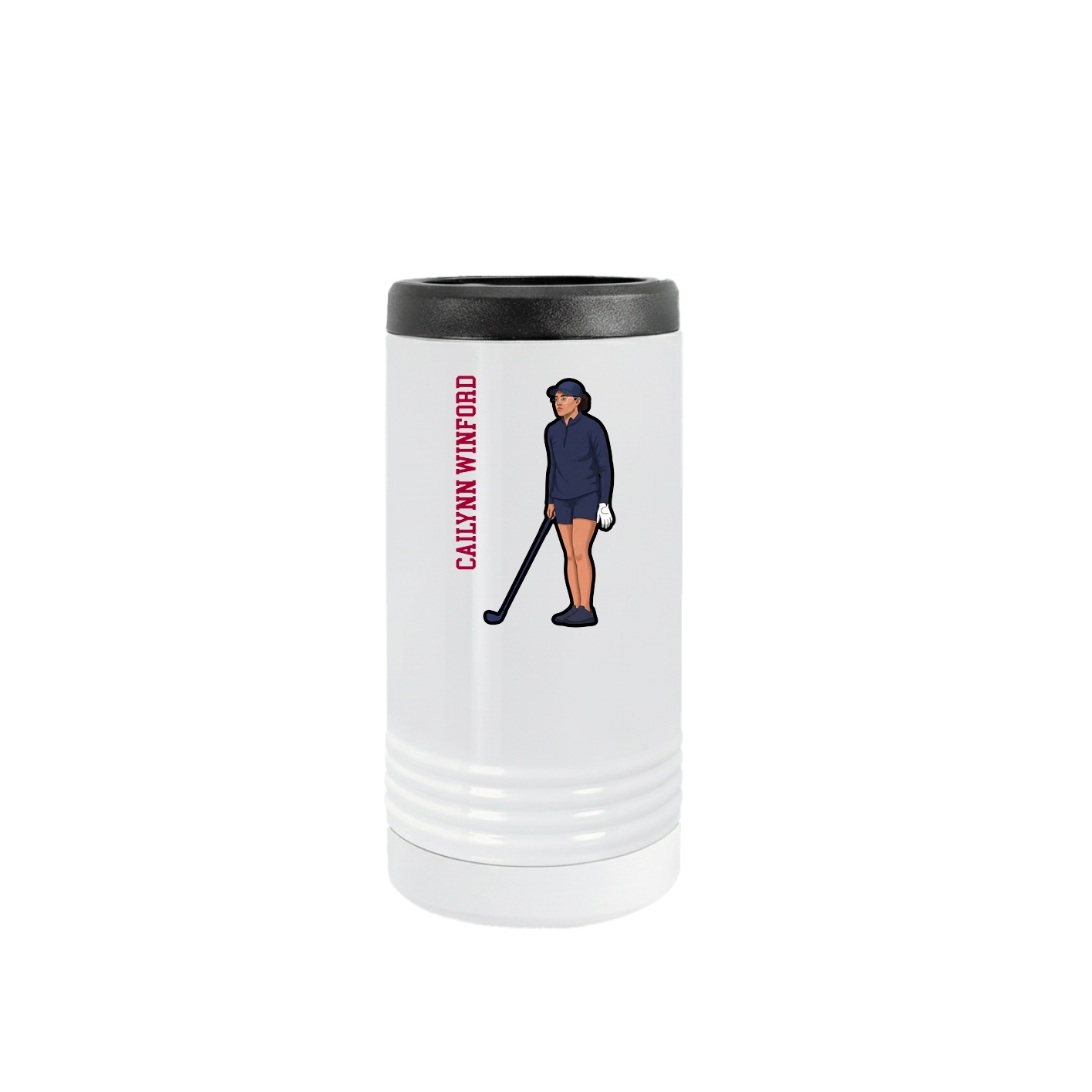 Slim Beverage Holder — Name Vertical in White