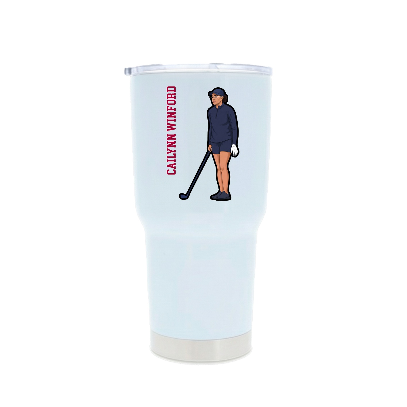 30oz Stainless Steel Tumbler — Name Vertical in White