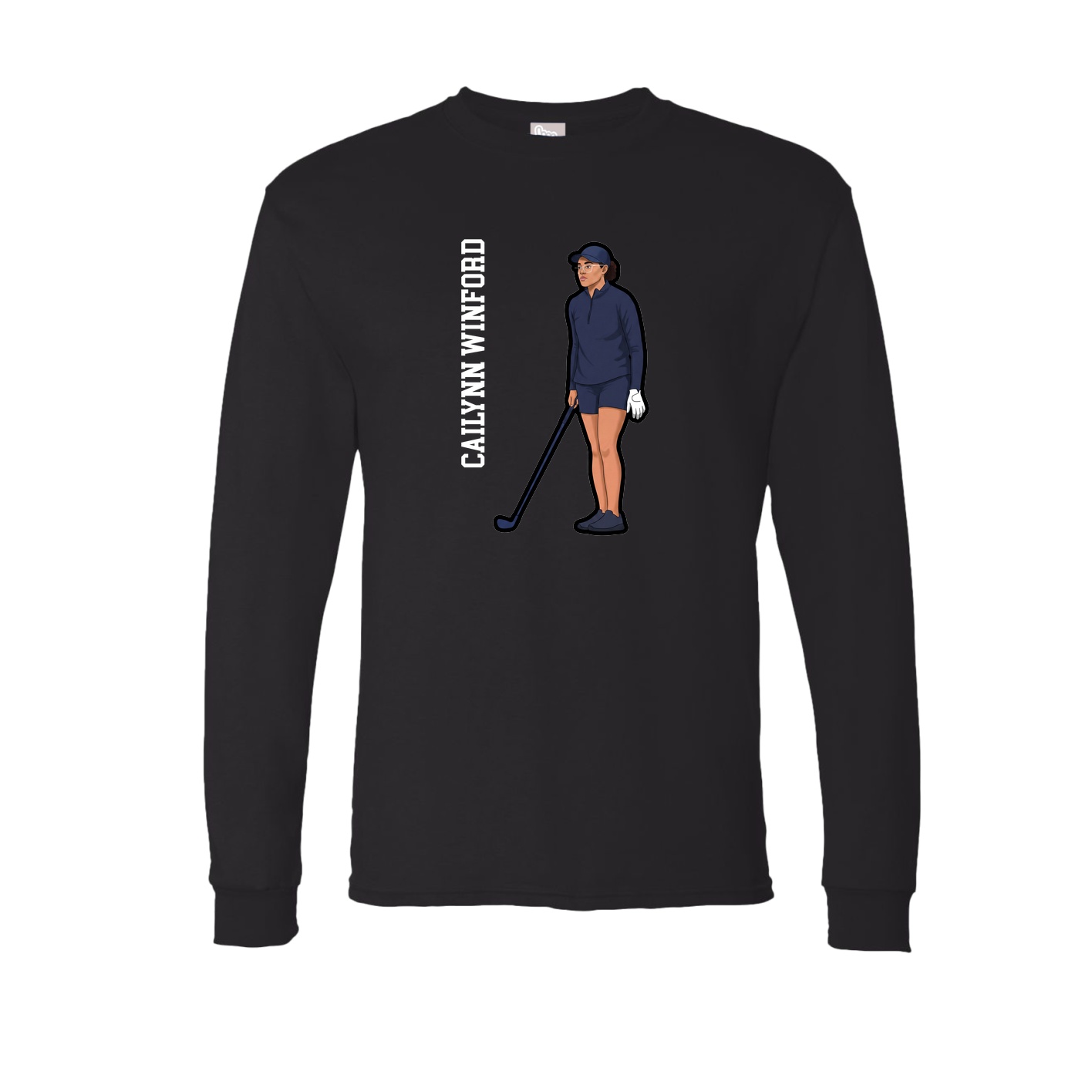 Long Sleeve Tee — Name Vertical in Black