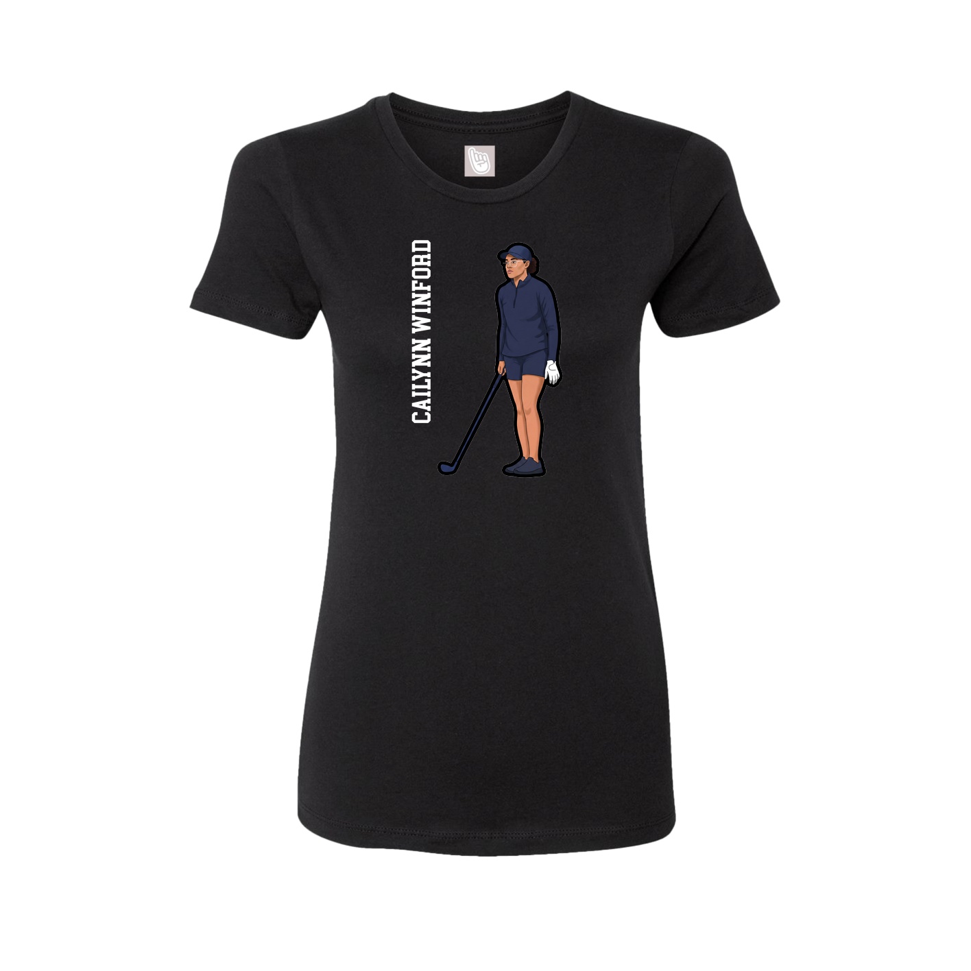 Womens Tee — Name Vertical in Black