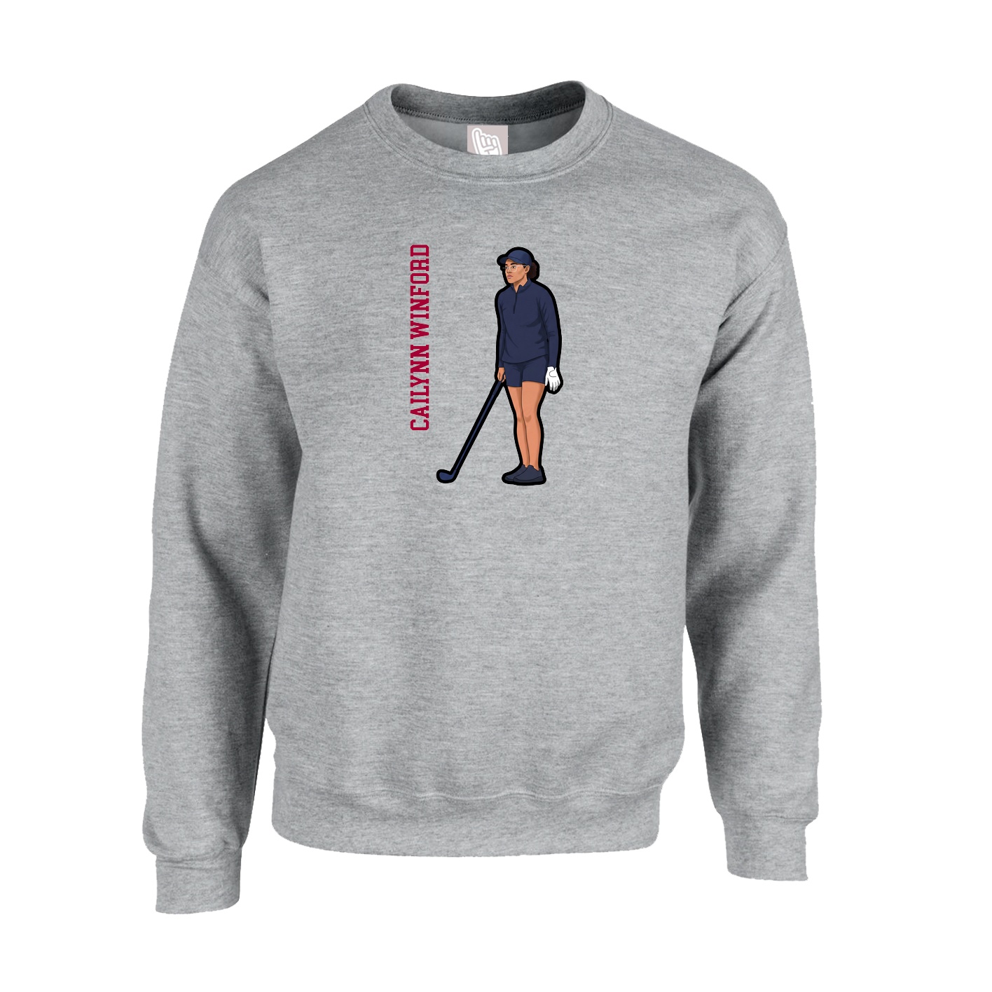 Fleece Crew — Name Vertical in Grey