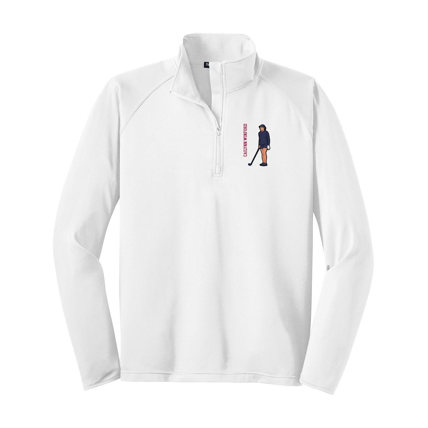 Q-Zip Pullover — Name Vertical in White