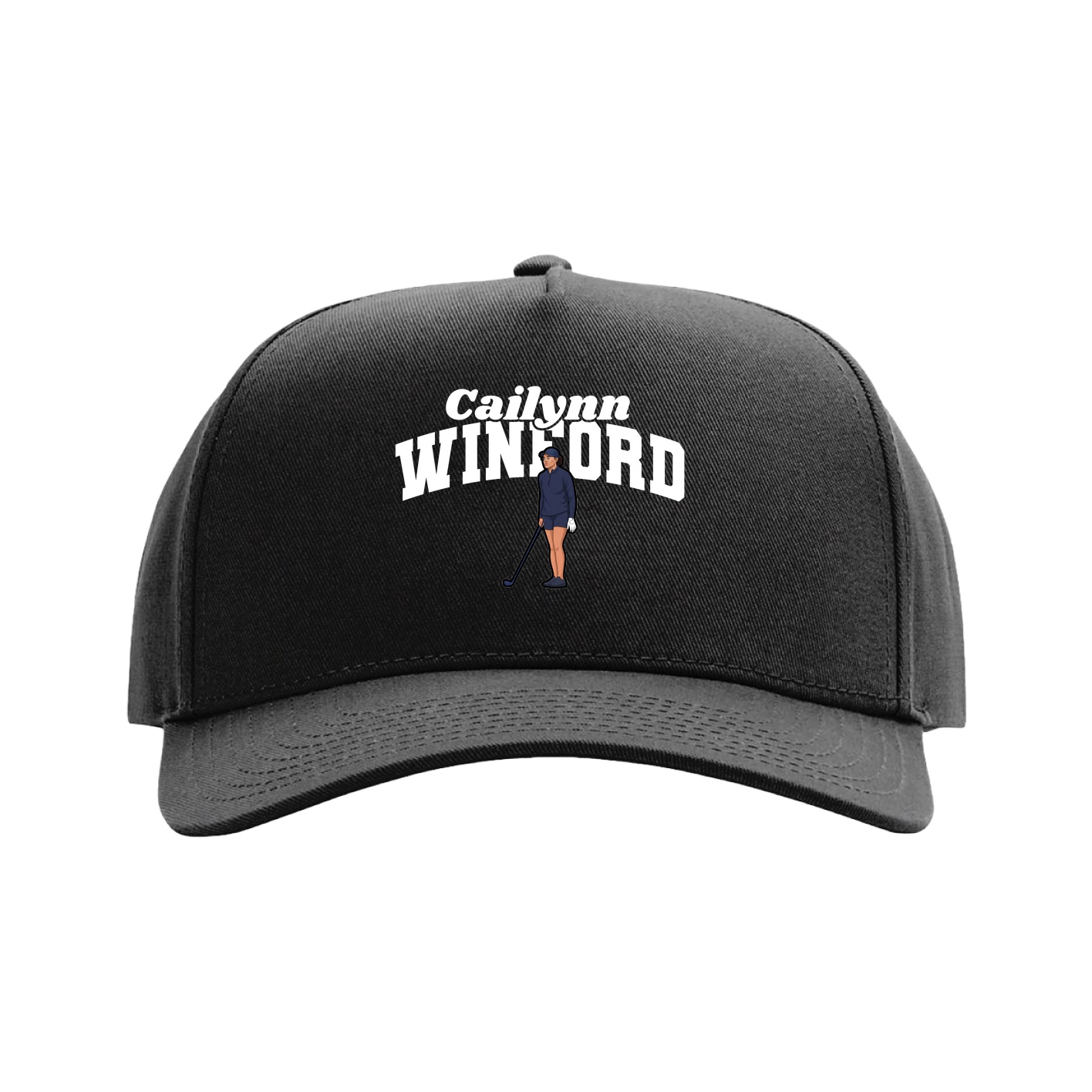 Full Fabric Five-Panel Champ Cap — Signature Arch in Black