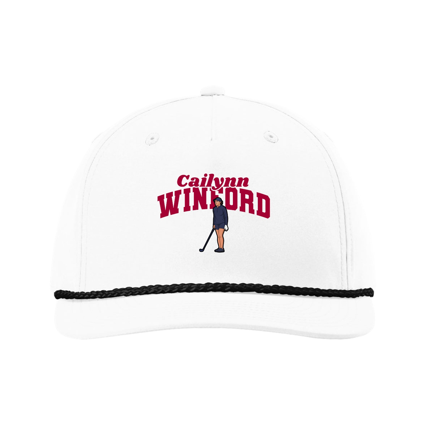 Five-Panel Classic Rope Cap — Signature Arch in White