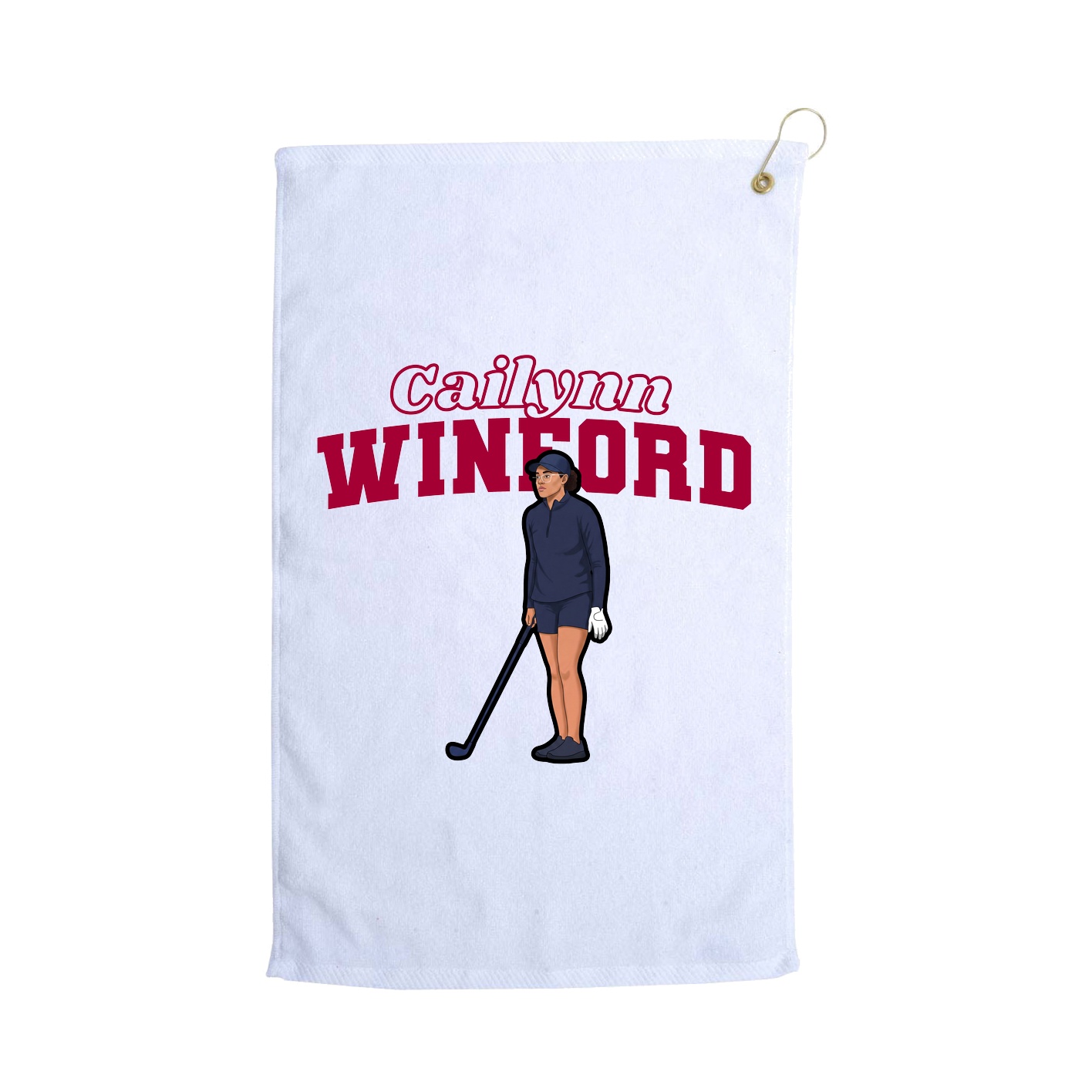 Golf Towel — Name Arch in White