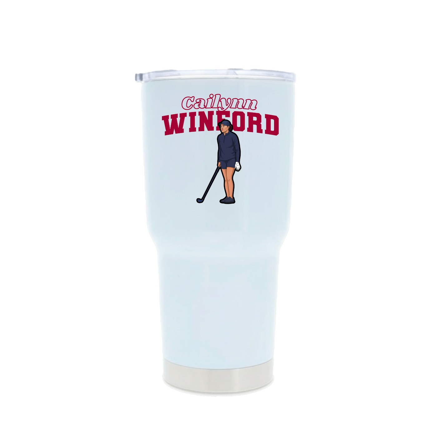 30oz Stainless Steel Tumbler — Name Arch in White