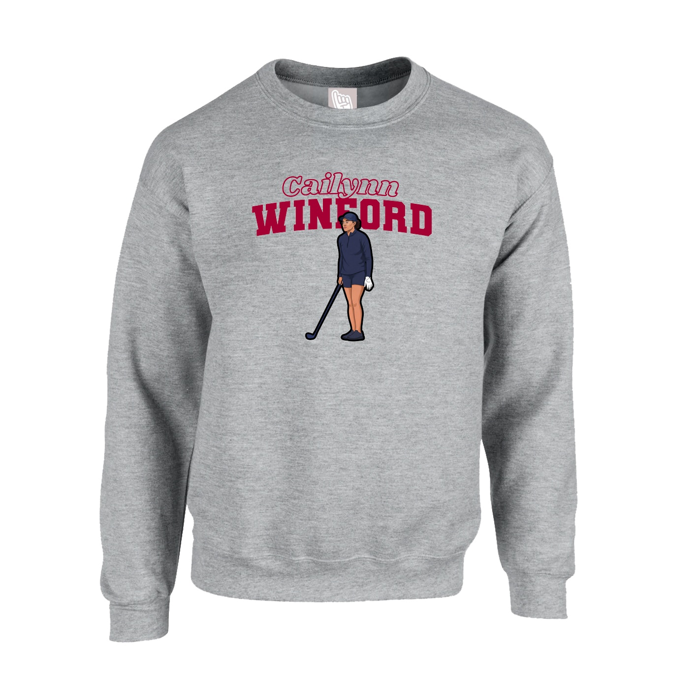 Fleece Crew — Name Arch in Grey