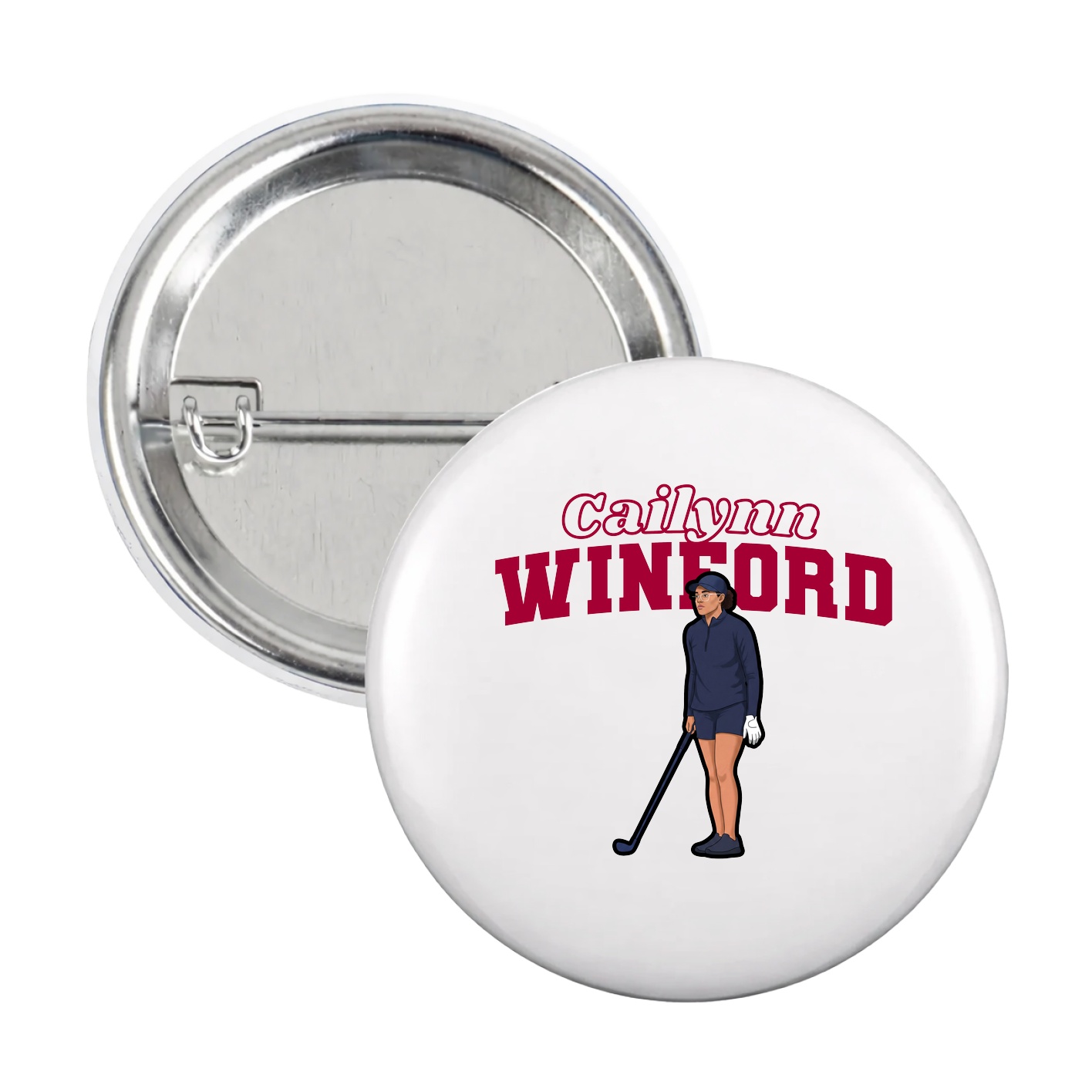 Game Day Button — Name Arch in White