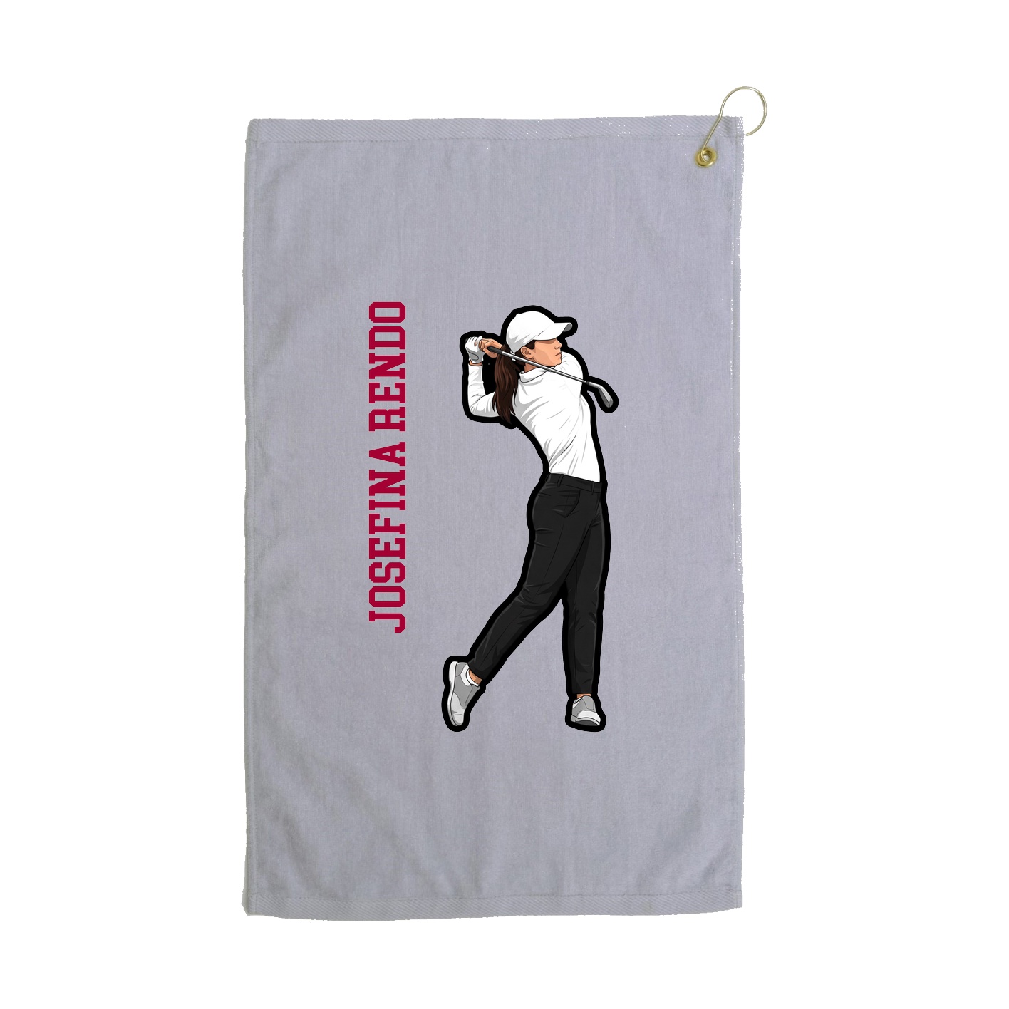 Golf Towel — Name Vertical in Grey