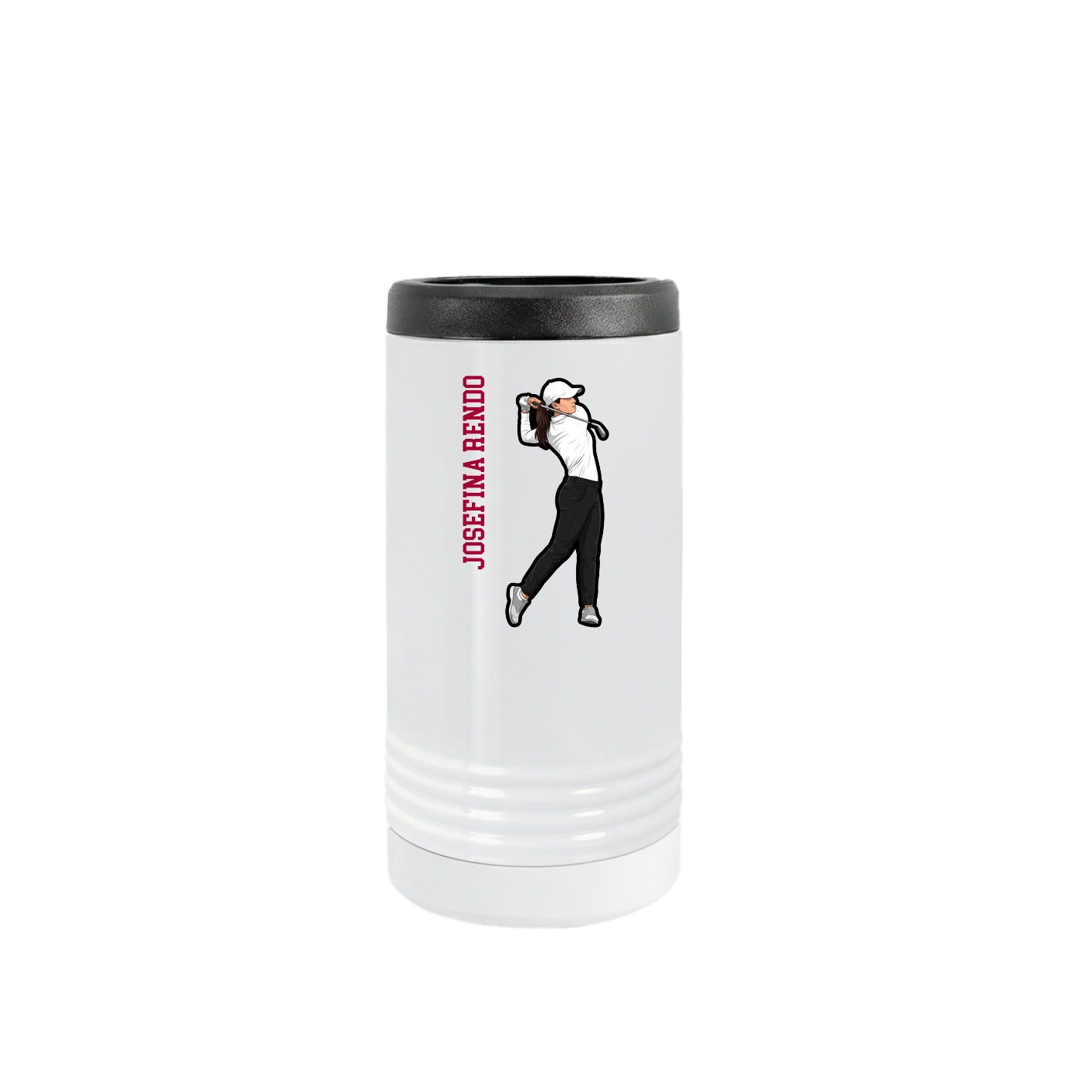 Slim Beverage Holder — Name Vertical in White