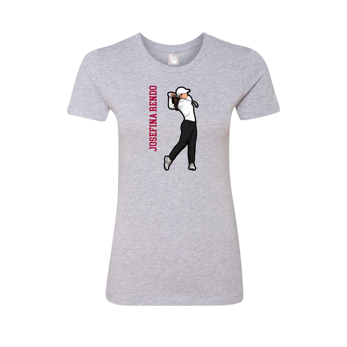 Fitted Women's Tee — Name Vertical in Grey