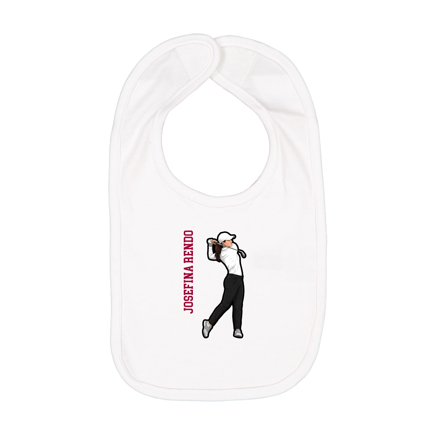 Infant Bib — Name Vertical in White
