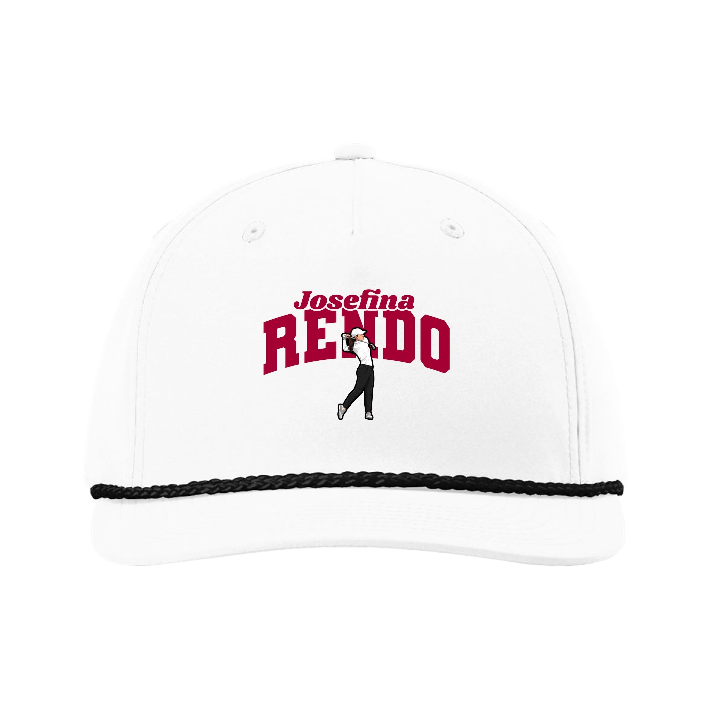 Five-Panel Classic Rope Cap — Signature Arch in White