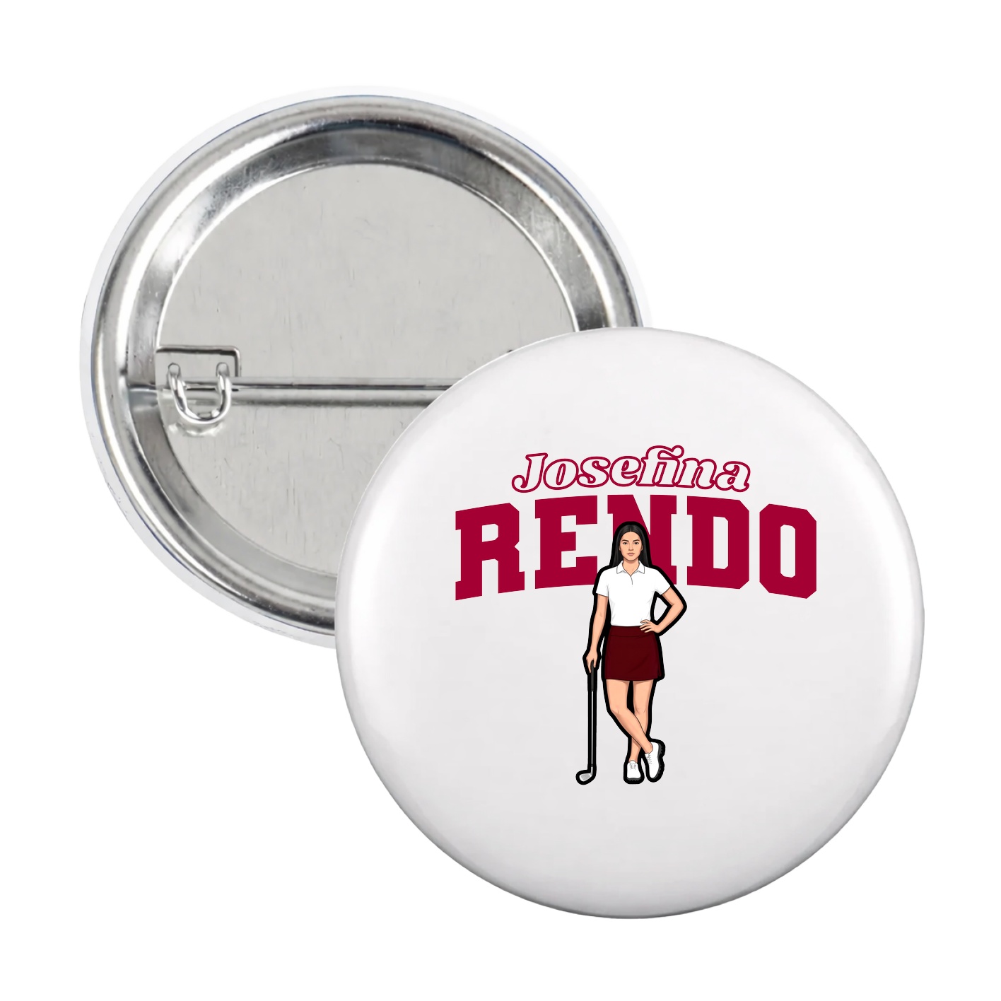 Game Day Button — Name Arch in White