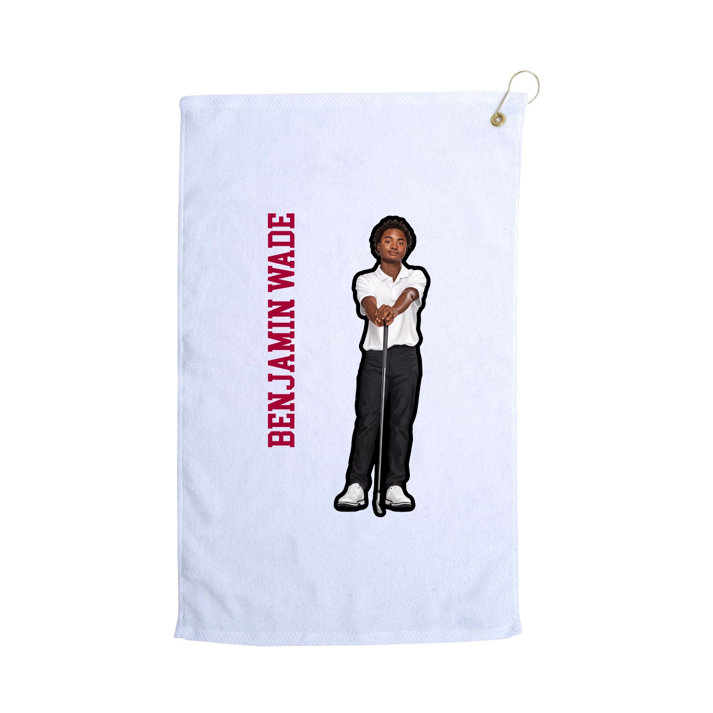 Golf Towel — Name Vertical in White