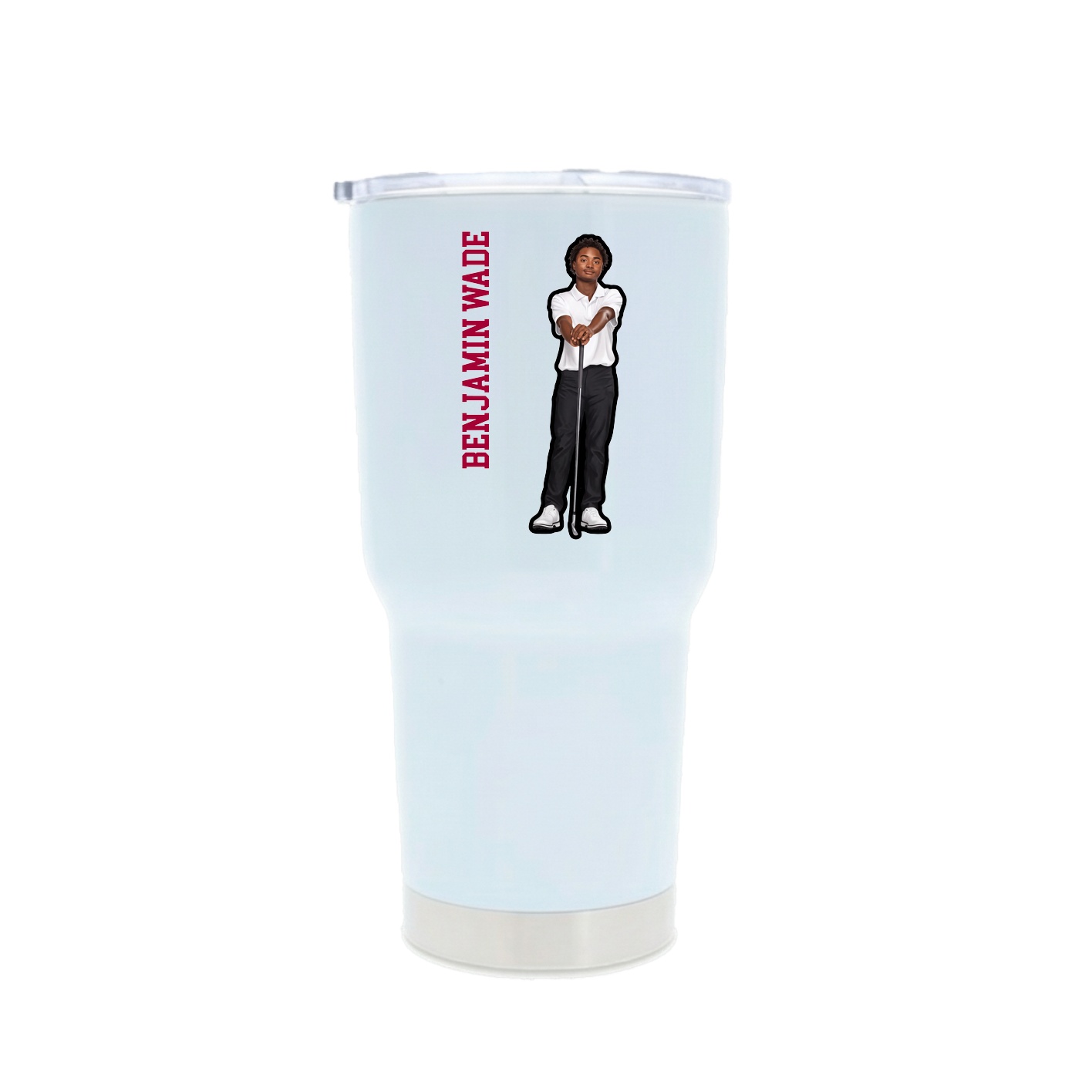 30oz Stainless Steel Tumbler — Name Vertical in White