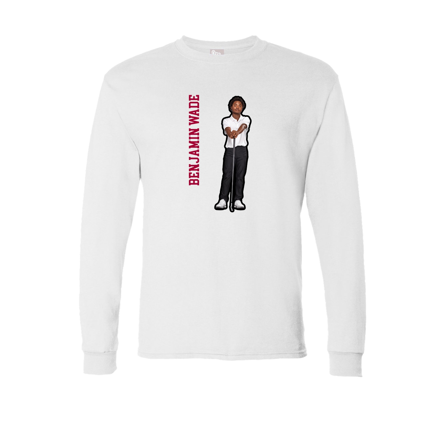 Long Sleeve Tee — Name Vertical in White