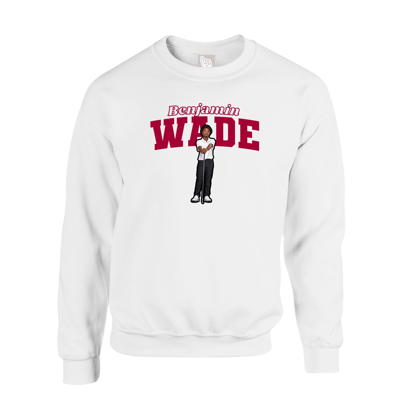 Fleece Crew — Name Arch in White