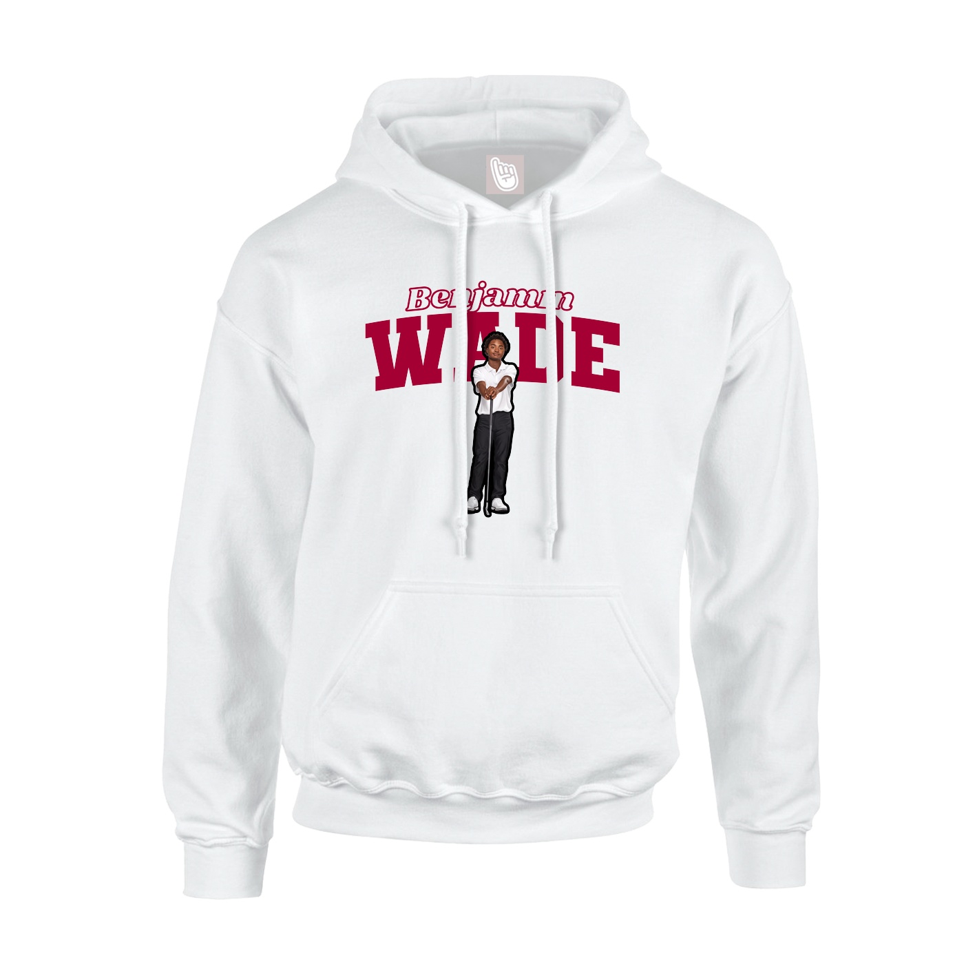 Youth Hoodie — Name Arch in White