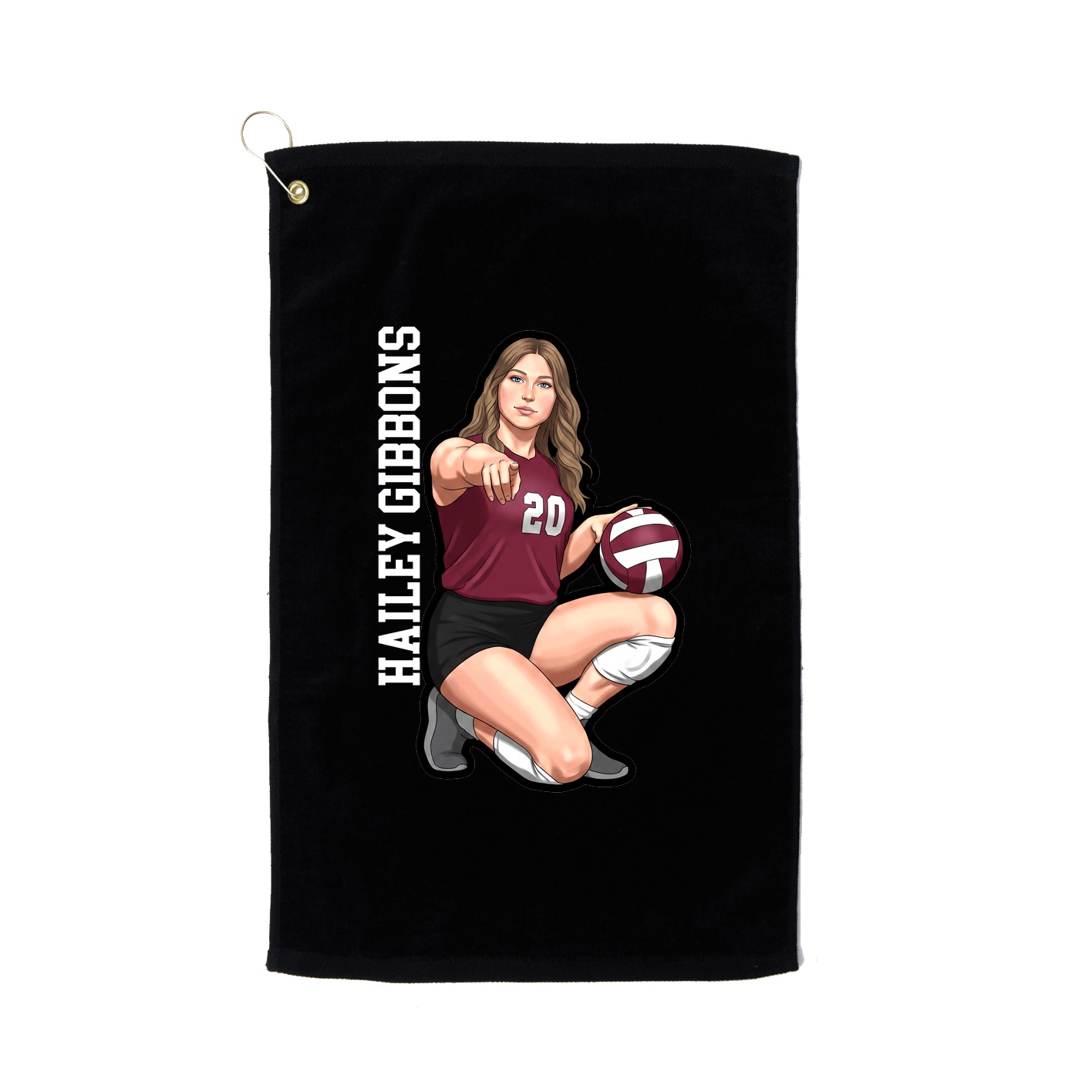 Golf Towel — Name Vertical in Black
