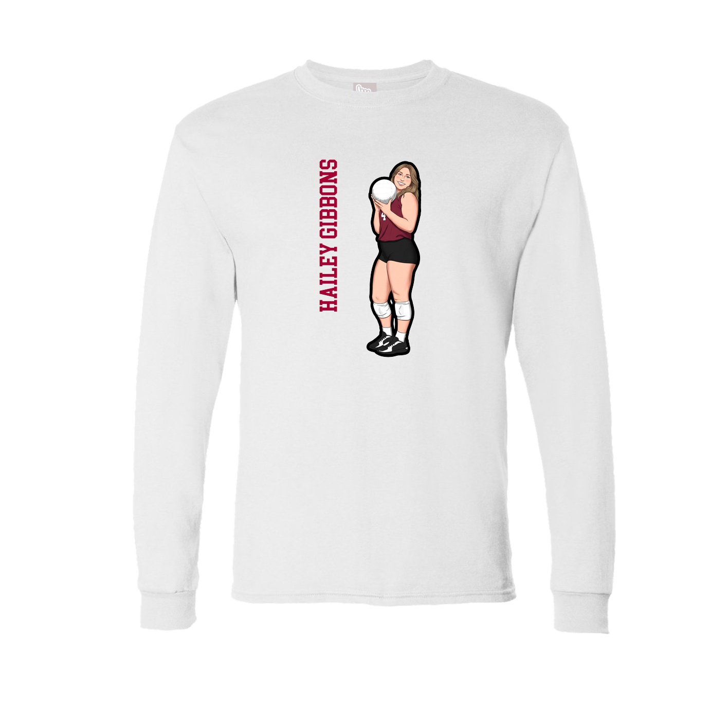 Long Sleeve Tee — Name Vertical in White