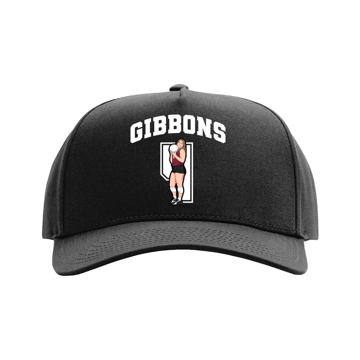 Full Fabric Five-Panel Champ Cap — Number in Black