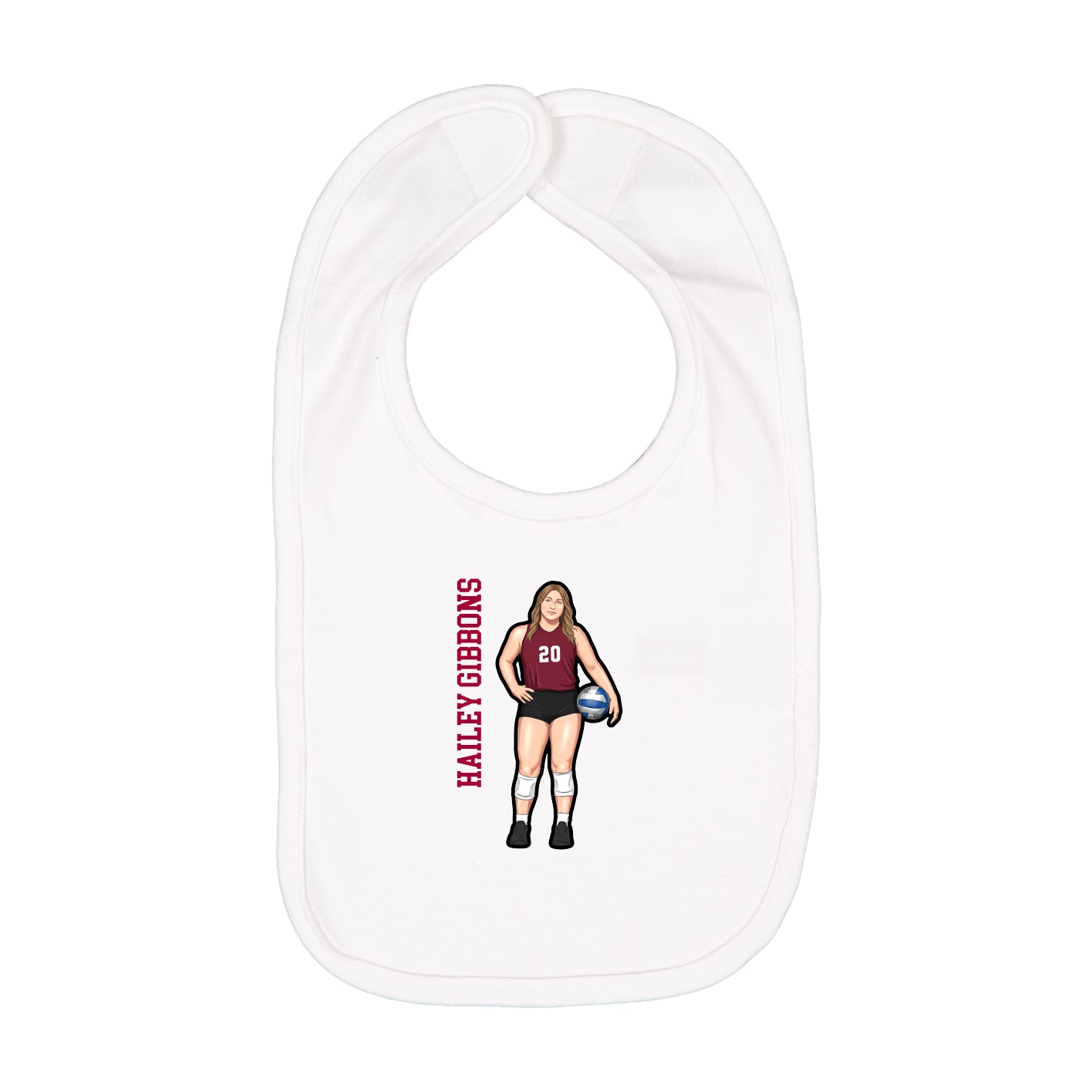 Infant Bib — Name Vertical in White