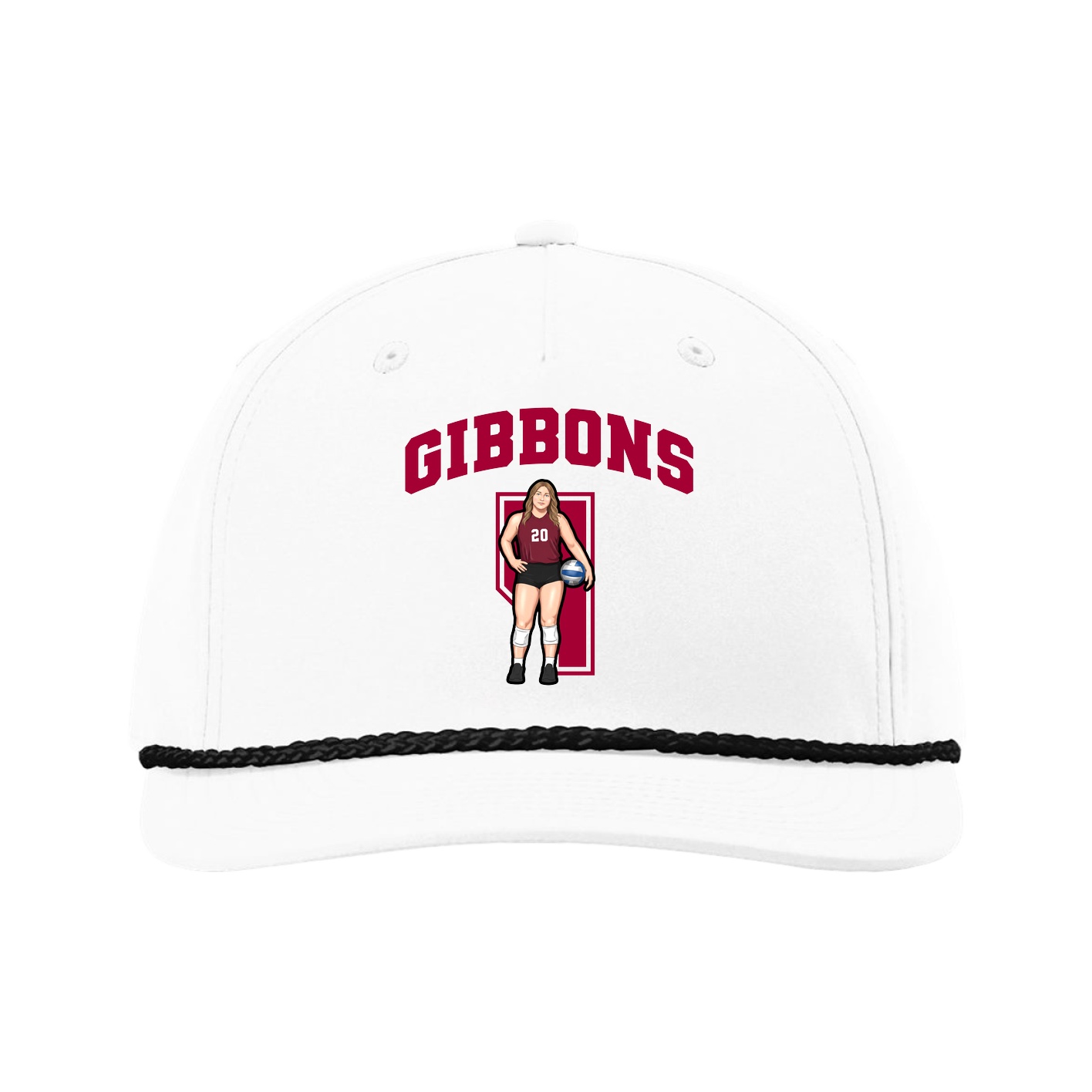 Five-Panel Classic Rope Cap — Number in White
