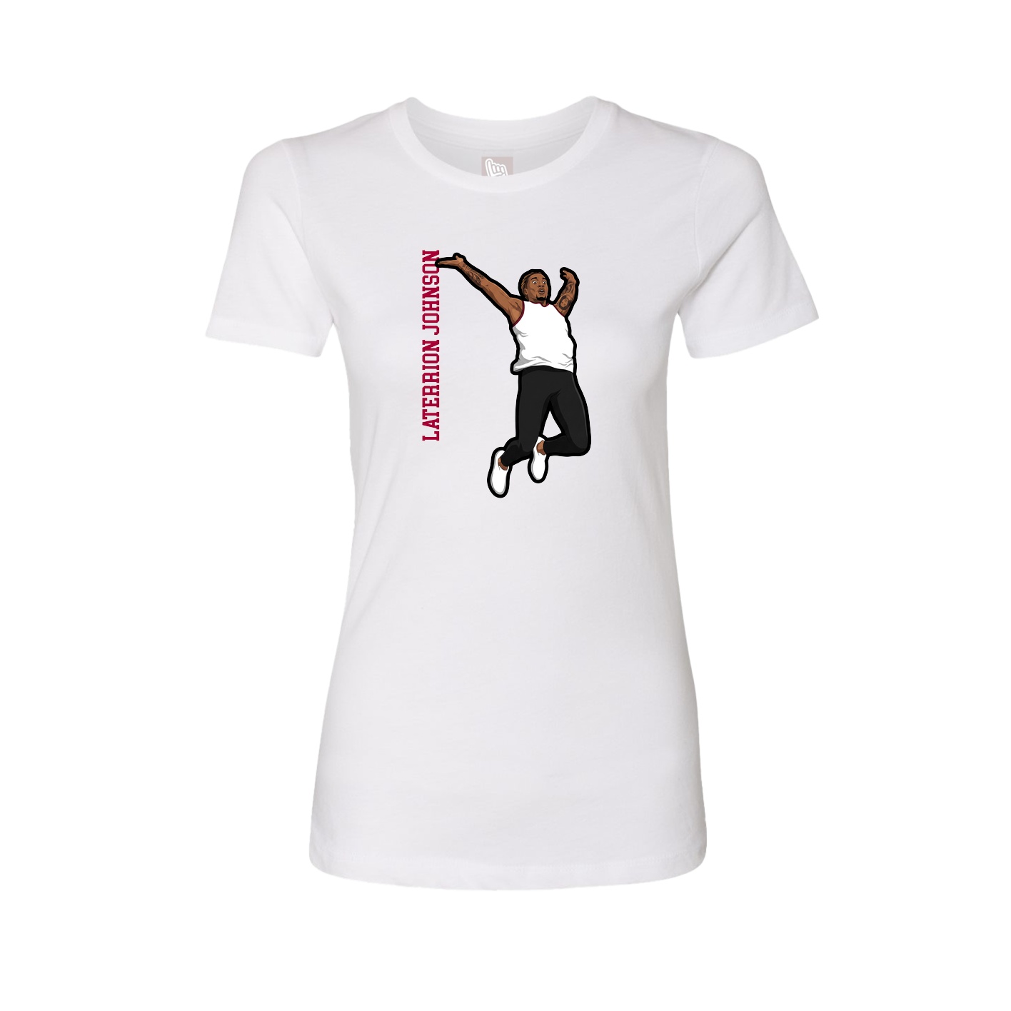 Fitted Women's Tee — Name Vertical in White