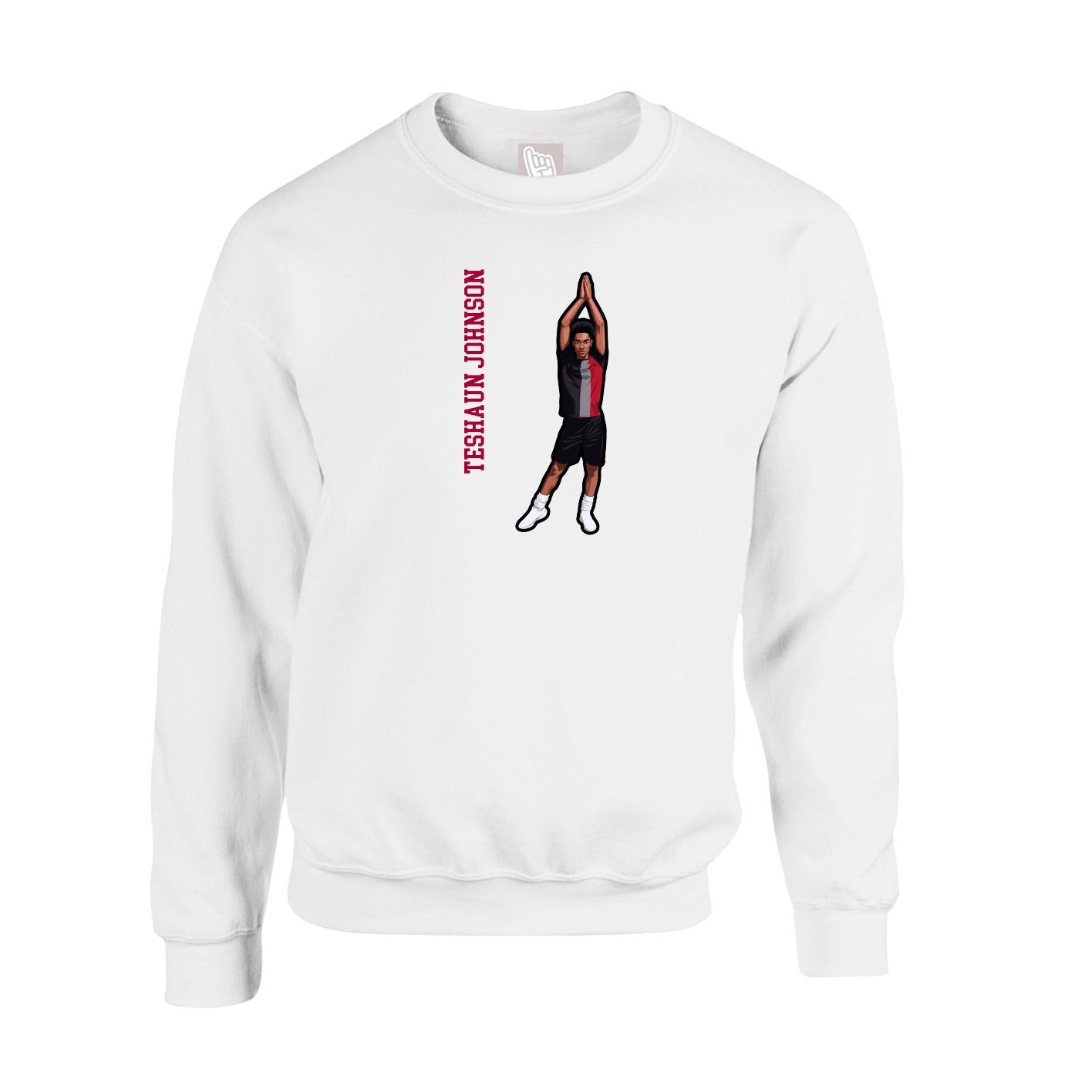 Fleece Crew — Name Vertical in White