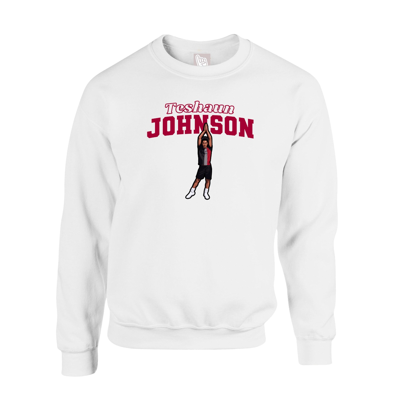 Fleece Crew — Name Arch in White