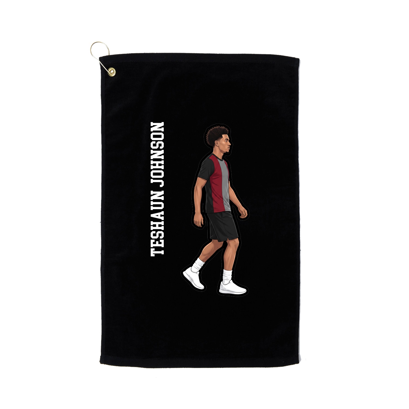 Golf Towel — Name Vertical in Black
