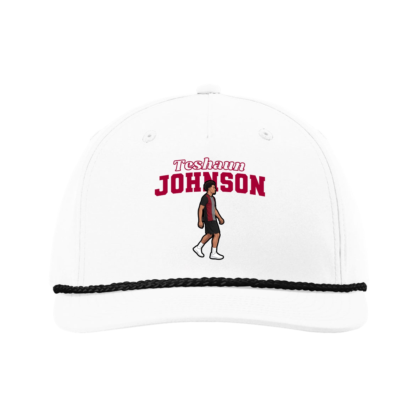 Five-Panel Classic Rope Cap — Name Arch in White