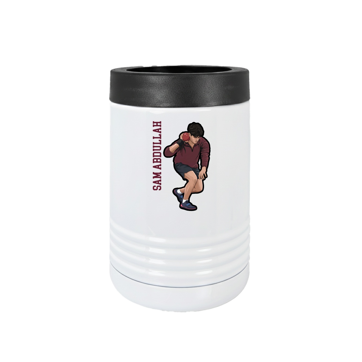 Beverage Holder — Name Vertical in White