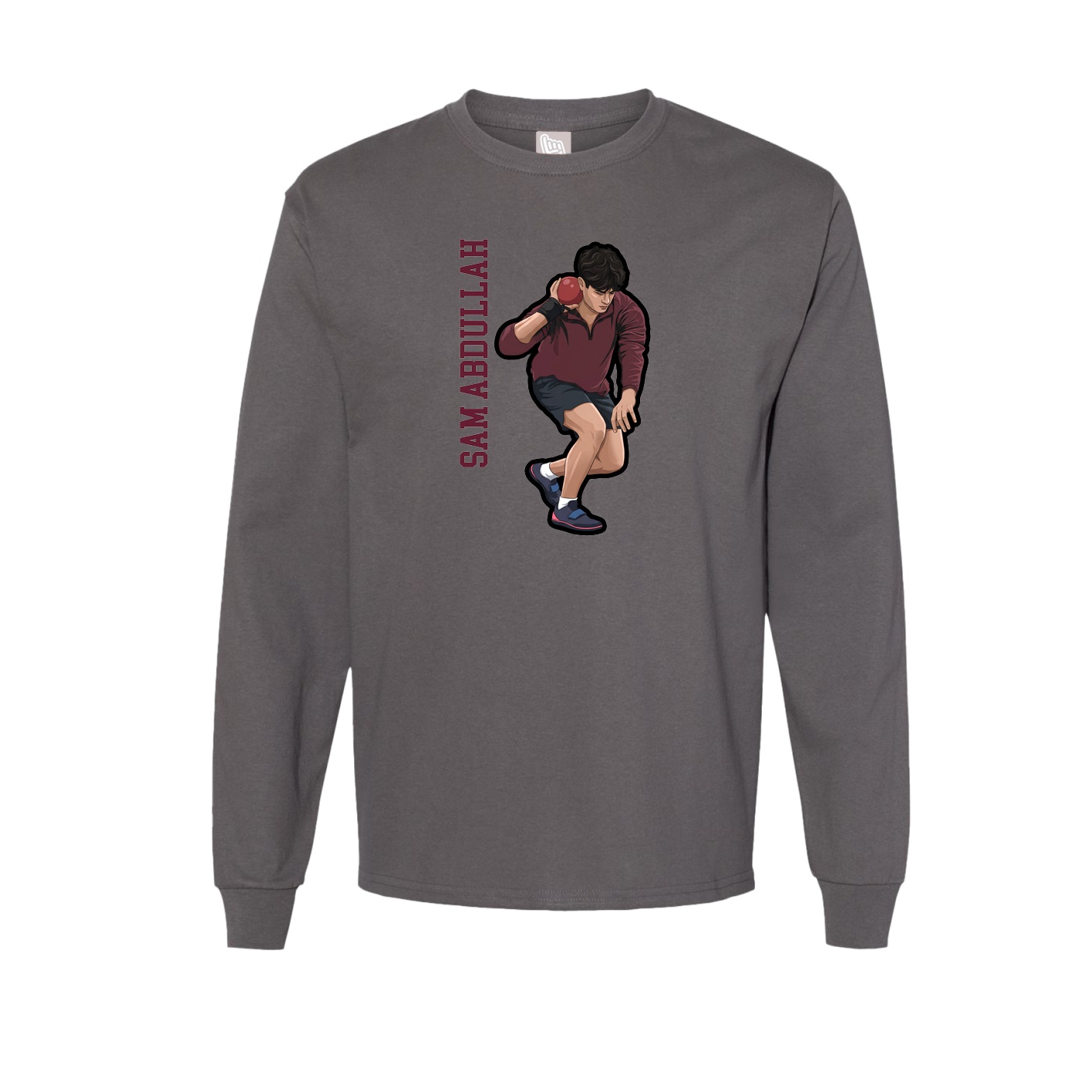 Long Sleeve Tee — Name Vertical in Grey
