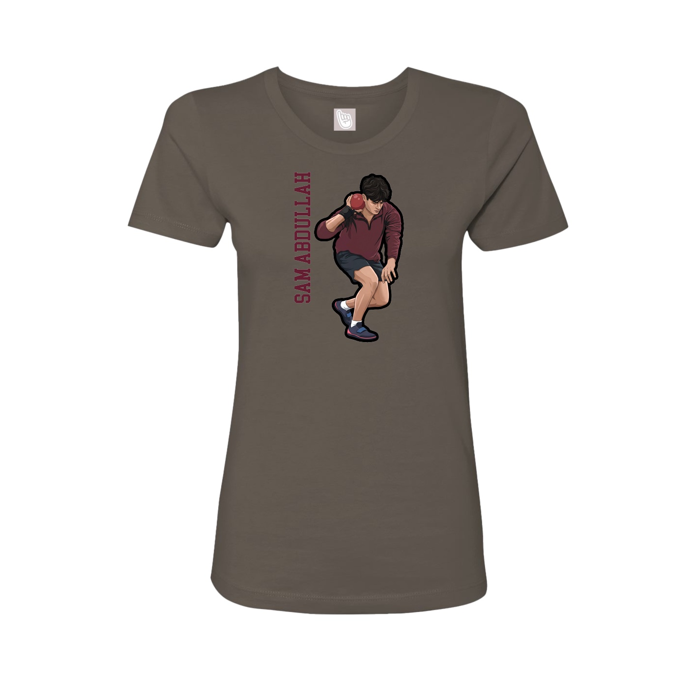 Fitted Women's Tee — Name Vertical in Grey