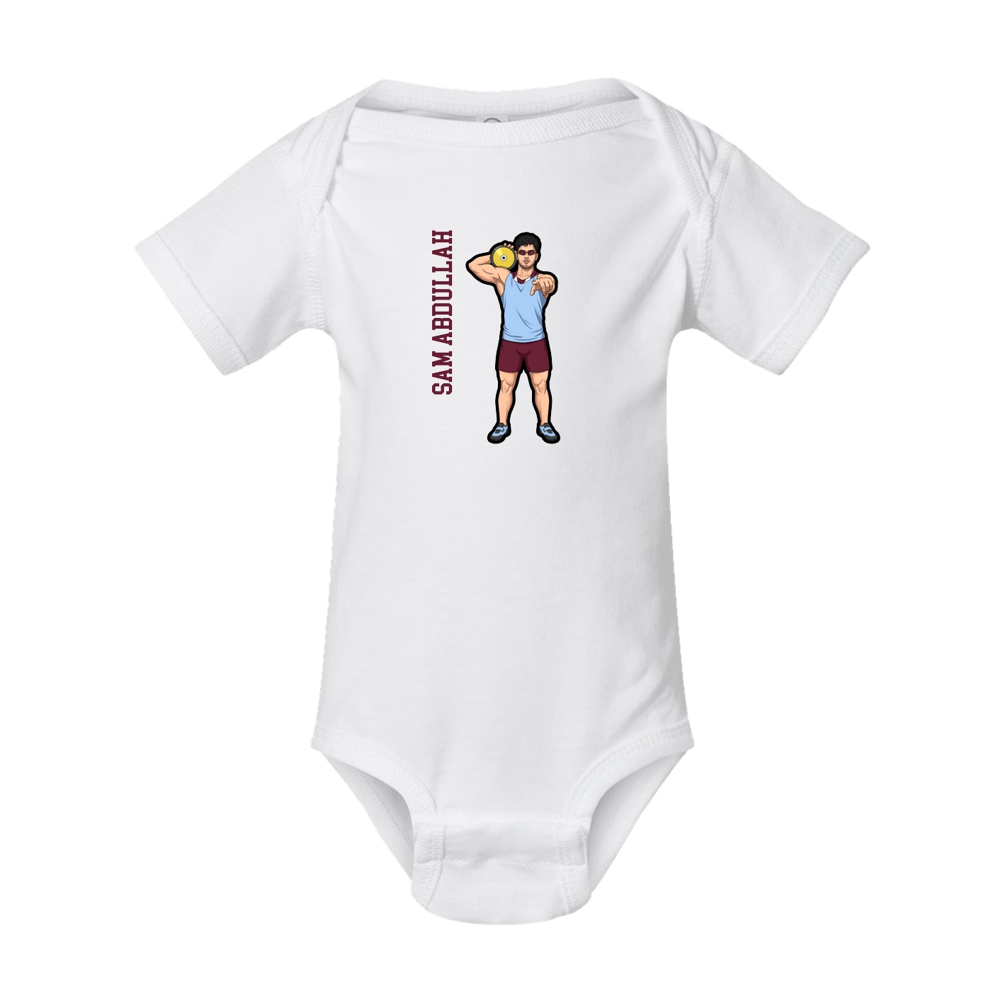 Baby Onesie — Name Vertical in White