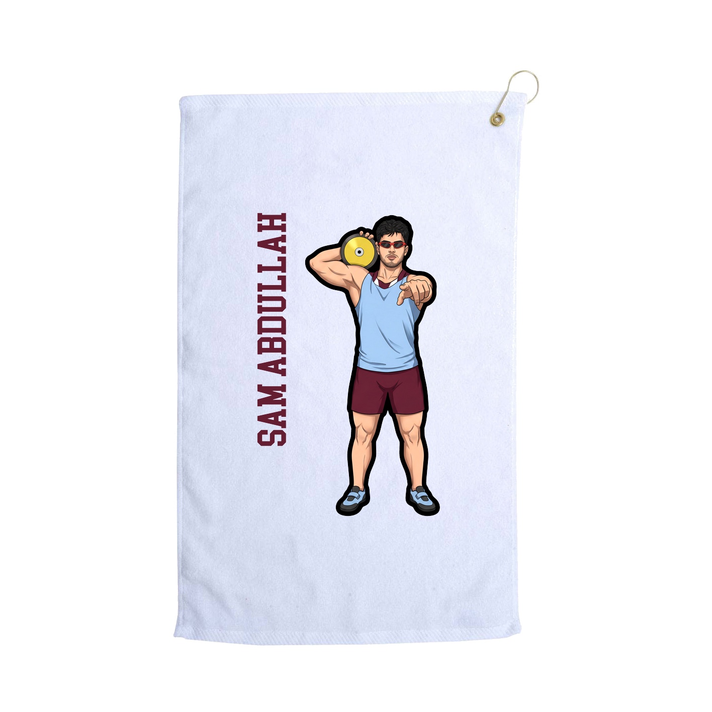 Golf Towel — Name Vertical in White