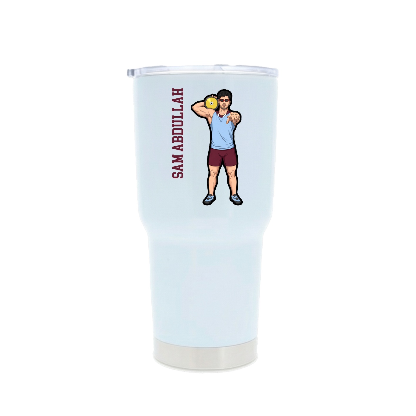 30oz Stainless Steel Tumbler — Name Vertical in White