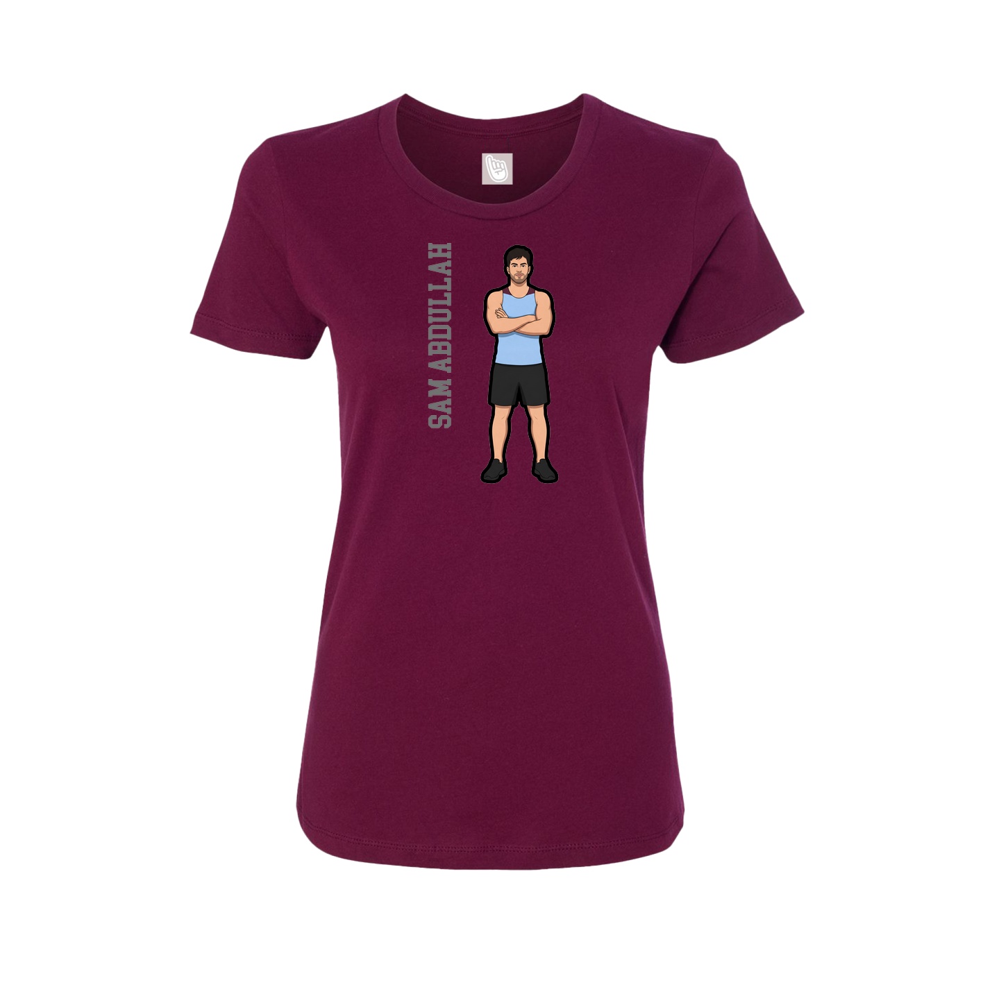 Fitted Women's Tee — Name Vertical in Maroon