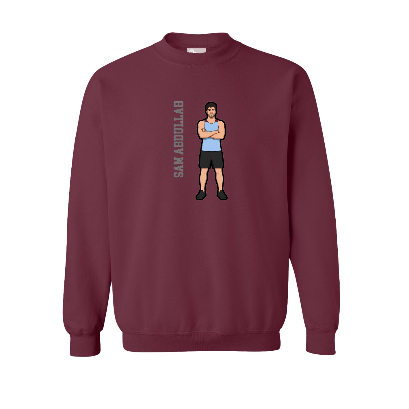 Fleece Crew — Name Vertical in Maroon
