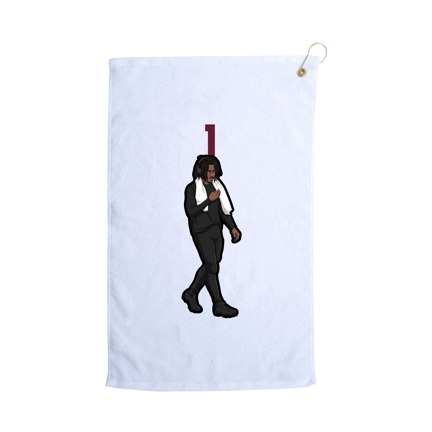 Golf Towel — Number Top in White