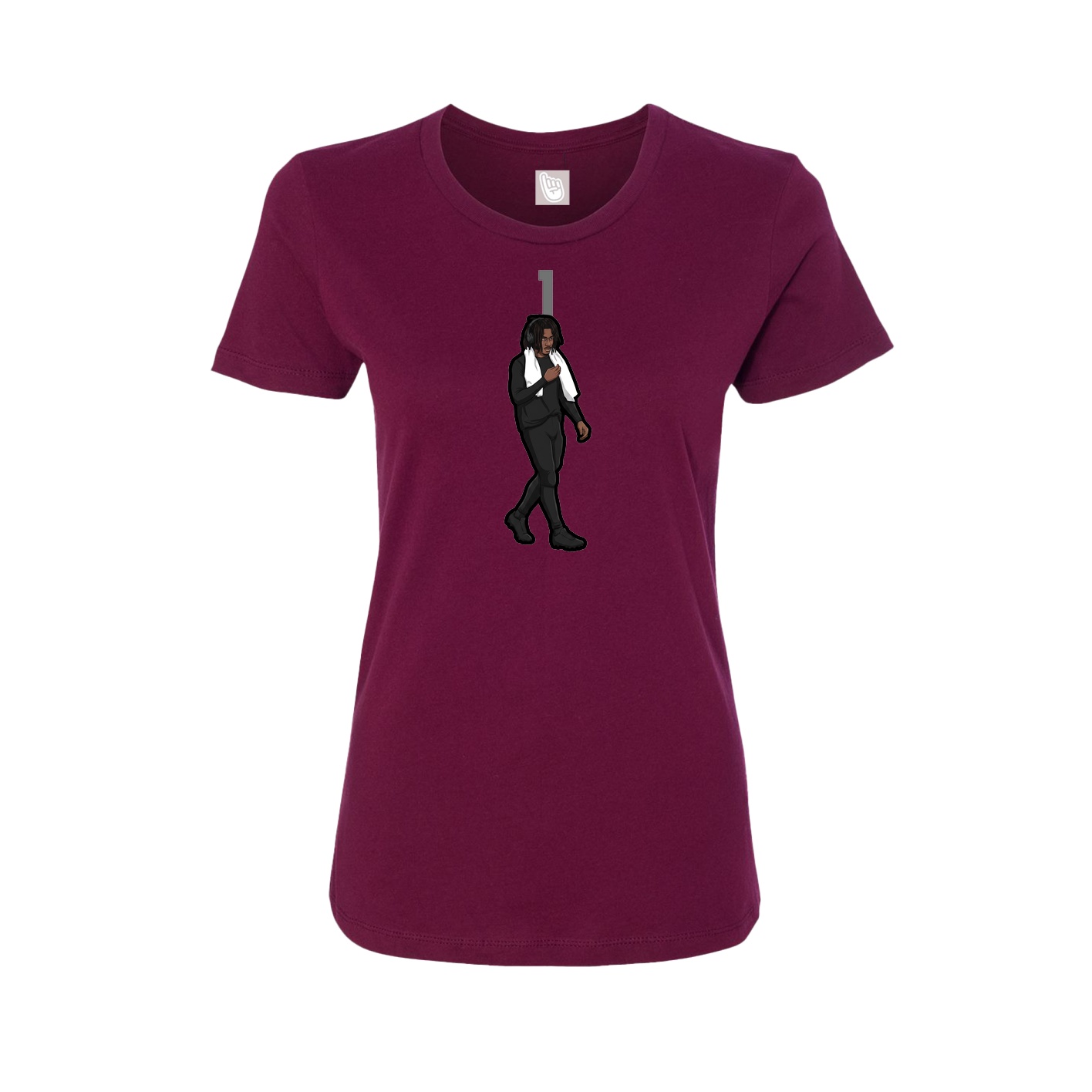 Fitted Women's Tee — Number Top in Maroon