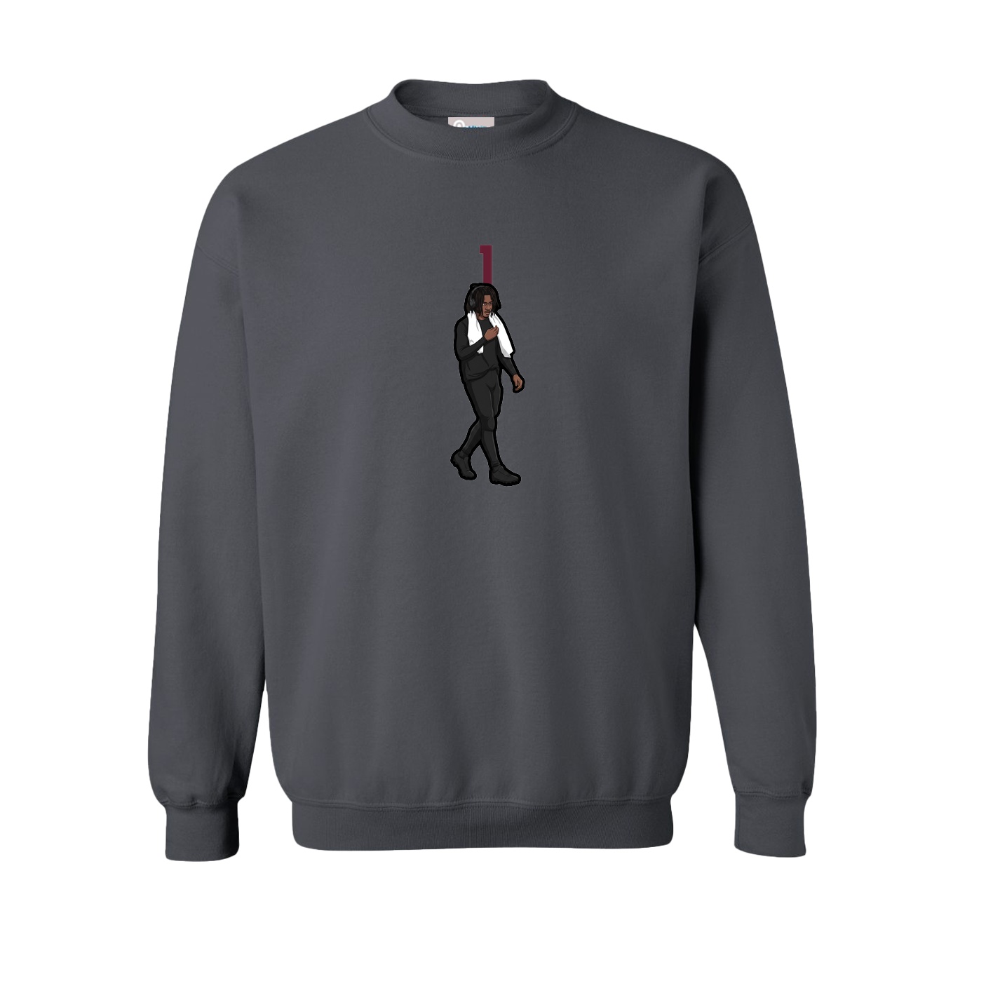 Fleece Crew — Number Top in Grey