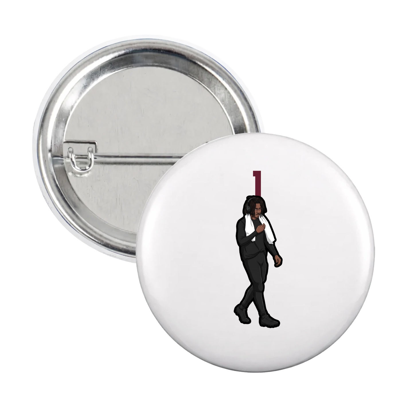 Game Day Button — Number Top in White
