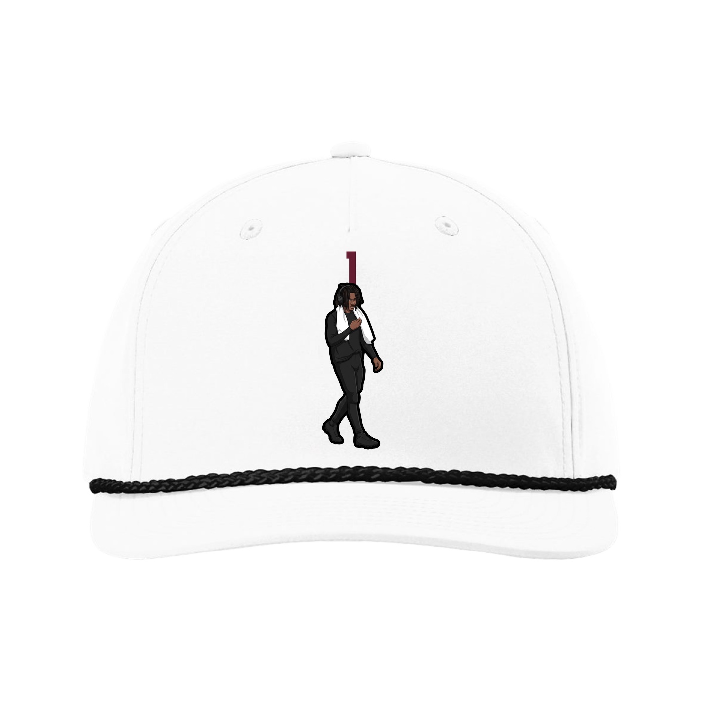 Five-Panel Classic Rope Cap — Number Top in White
