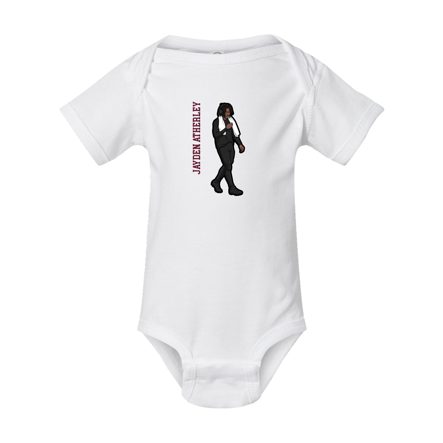 Baby Onesie — Name Vertical in White