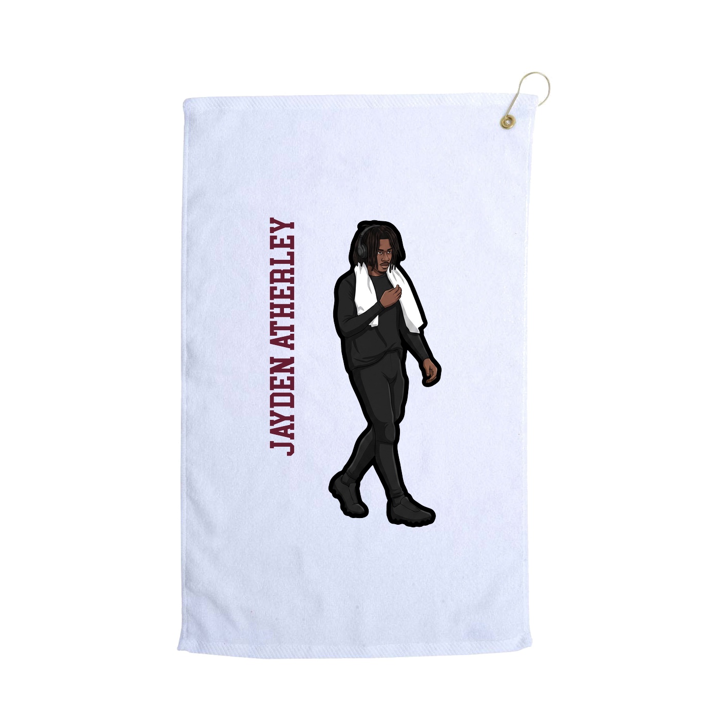 Golf Towel — Name Vertical in White